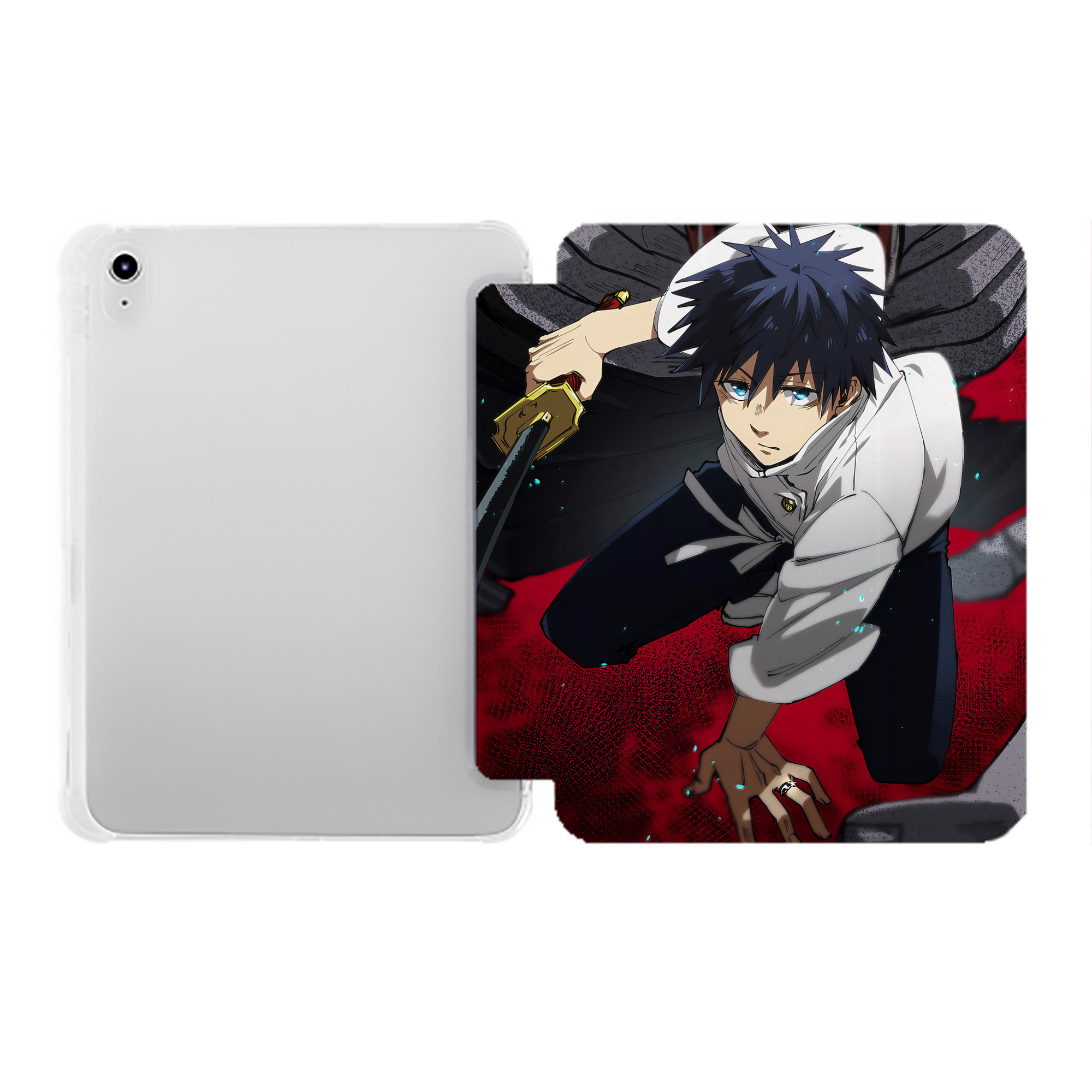 （画像用） 呪術廻戦 Jujutsu Kaisen IPad ケース ペン収納付き 三つ折りスタンド PUレザー×シリコン 対応機種9.5/10.5/10.9インチ